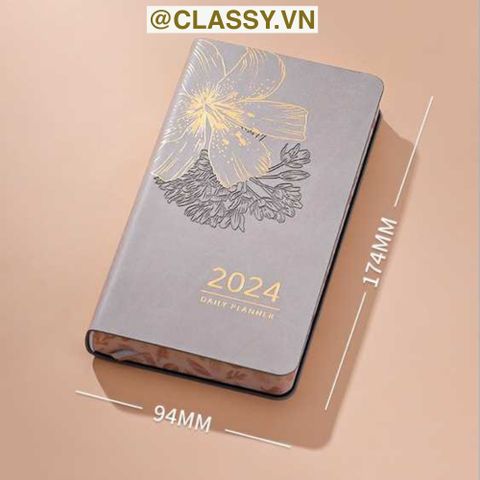  Sổ bìa da Lịch trình tháng 1 năm 2024, 352 trang sổ ghi chú hiệu quả công việc 365 ngày, sổ kế hoạch hàng ngày PK1762 