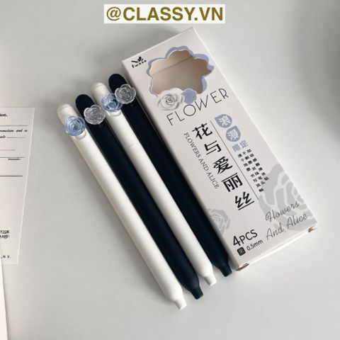  [GIAO HÀNG 7-25 NGÀY] Combo 40 bút gel bấm khô nhanh cổ điển hoa hồng roses 0,5mm nhiều tông màu Pastel thanh lịch nữ tính dài PK1863 