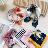  Khăn lụa vuông đi kèm túi cói 50X55cm turban bandana thời trang hàn quốc nhiều kiểu đẹp; phong cách vintage P420 