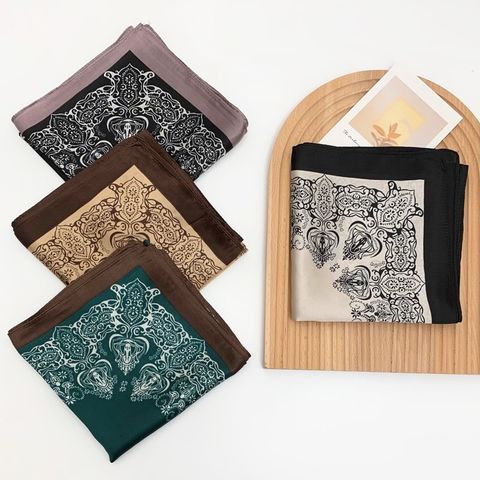  Khăn lụa vuông đi kèm túi cói 50X55cm turban bandana thời trang hàn quốc nhiều kiểu đẹp; phong cách vintage P420 