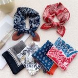  Khăn lụa vuông đi kèm túi cói 50X55cm turban bandana thời trang hàn quốc nhiều kiểu đẹp; phong cách vintage P420 