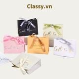  Q786 TÚI (KHÔNG HỘP) giấy  quai dù, kèm ruy băng đựng đồ quà tặng họa tiết cổ điển (Sản phẩm chỉ gồm TÚI) 