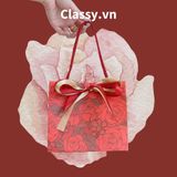  Q903 TÚI (KHÔNG HỘP) giấy 14*12*6cm quai dù, kèm ruy băng đựng đồ quà tặng họa tiết cổ điển (Sản phẩm chỉ gồm TÚI) 