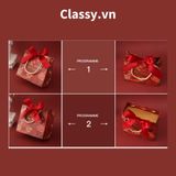  Q903 TÚI (KHÔNG HỘP) giấy 14*12*6cm quai dù, kèm ruy băng đựng đồ quà tặng họa tiết cổ điển (Sản phẩm chỉ gồm TÚI) 
