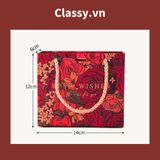 Q903 TÚI (KHÔNG HỘP) giấy 14*12*6cm quai dù, kèm ruy băng đựng đồ quà tặng họa tiết cổ điển (Sản phẩm chỉ gồm TÚI) 