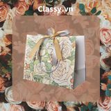  Q903 TÚI (KHÔNG HỘP) giấy 14*12*6cm quai dù, kèm ruy băng đựng đồ quà tặng họa tiết cổ điển (Sản phẩm chỉ gồm TÚI) 