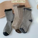  Classy Tất cổ cao, vớ cổ cao sọc nhỏ nhiều màu cho bạn lựa chọn G1348 