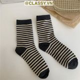  Classy Tất cổ cao, vớ cổ cao sọc nhỏ nhiều màu cho bạn lựa chọn G1348 