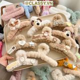  Kẹp tóc nữ càng cua bằng lông đính hạt nhân tạo họa tiết họat hình kiểu dáng hàn quốc hot trend PK781 