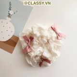  Kẹp tóc cột tóc scrunchies nơ màu hồng phấn mang lại nét nữ tính cho bạn nữ PK1152 