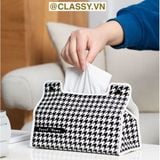  [GIAO HÀNG 7-25 NGÀY] Classy Hộp đựng khăn giấy màu trắng đen, họa tiết sang trọng PK1383 