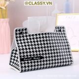  [GIAO HÀNG 7-25 NGÀY] Classy Hộp đựng khăn giấy màu trắng đen, họa tiết sang trọng PK1383 