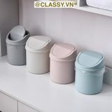  [GIAO HÀNG 7-25 NGÀY] (THÙNG TRƠN) Thùng rác mini, hộp đựng nhỏ hình chiếc xô để bàn học bàn làm việc có nắp đậy tiện lợi PK1732 