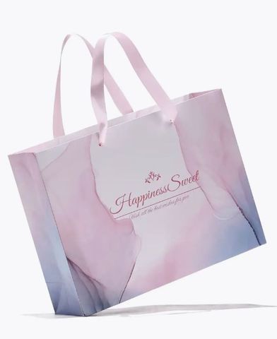  Q900 Xé lẻ Túi giấy hoặc Hộp quà tự gấp kích thước 28x21x8CM in hình nơ màu tím, quà tặng lễ tết sinh nhật xinh xắn 