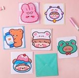  Q941 Thiệp cute Kích thước 9.3 CM|chúc mừng 20-11, Sinh Nhật,  Lễ lạt, Cảm Ơn , Tình Yêu in hình  hoạt hình 