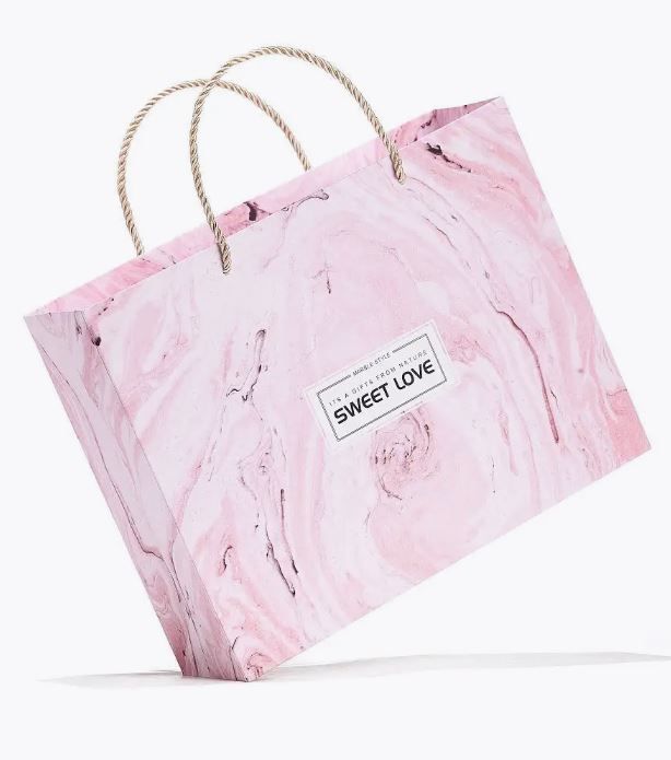  XÉ LẺ Túi giấy hoặc Hộp quà Làm quà tặng 30,5x22x8,5cm hoạ tiết cẩm thạch in chữ SWEET LOVE Q757 