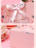  Classy Túi giấy quai xách họa tiết hoa hồng đính kèm ruy băng nơ Q1546 