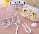  Hộp đựng kính áp tròng trong suốt họa tiết hoạt hình ngẫu nhiên 1 khay đựng lens Q1706 