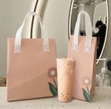  Túi Tote chất liệu vải không dệt đựng trà sữa, thực phẩm, có lớp nhôm cách nhiệt bên trong bền dai, thân thiện môi trường T1893 