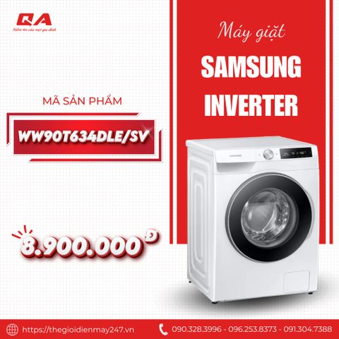 Máy giặt thông minh Samsung Inverter 9Kg WW90T634DLE/SV