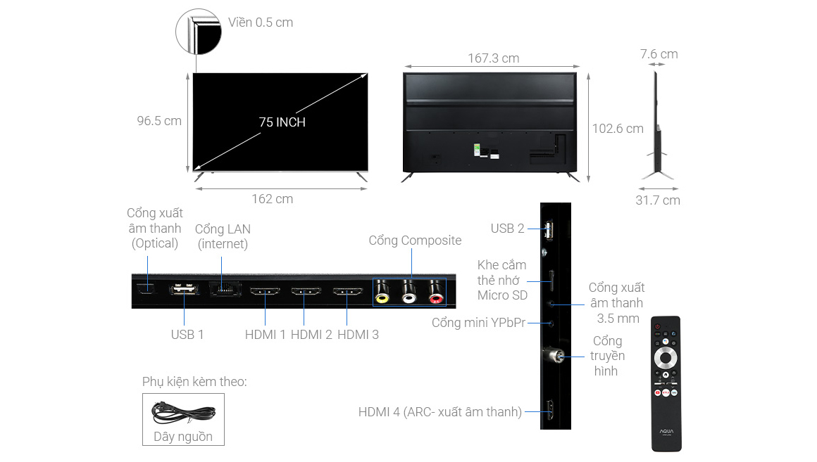 Android Tivi AQUA QLED 4K 75 inch LE75AQTS5UG