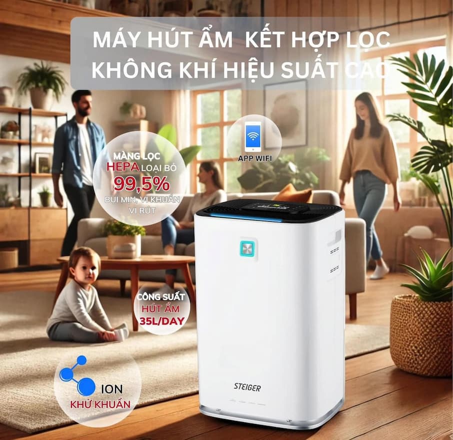 Máy hút ẩm lọc không khí Steiger STG 835DW/PRO