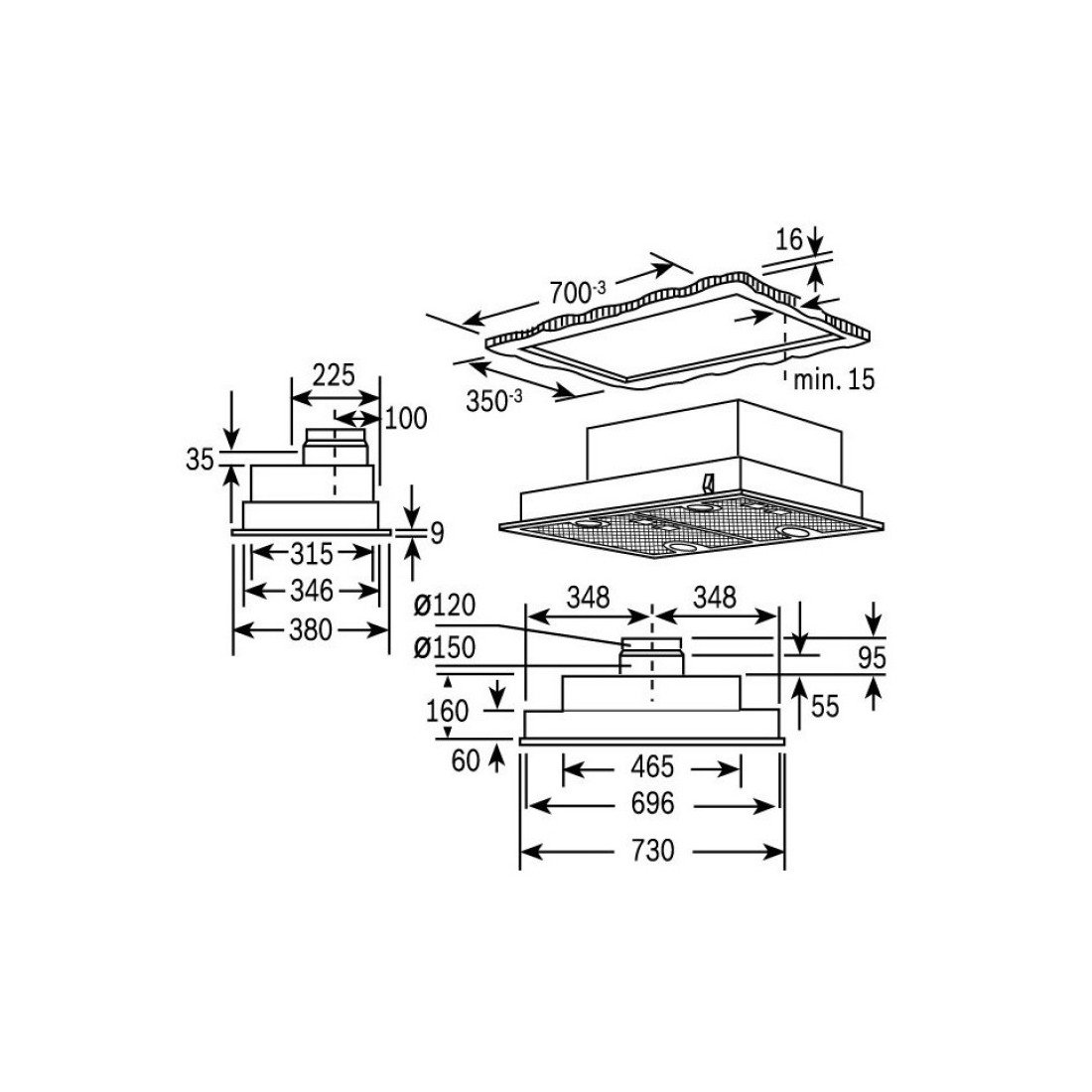 Máy hút mùi âm tủ Bosch DHL755BL Series 4