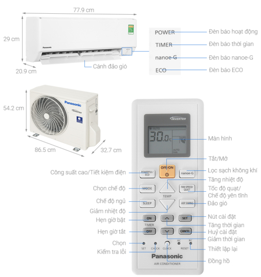 Điều hòa Panasonic 1 chiều CU/CS-RU12AKH-8