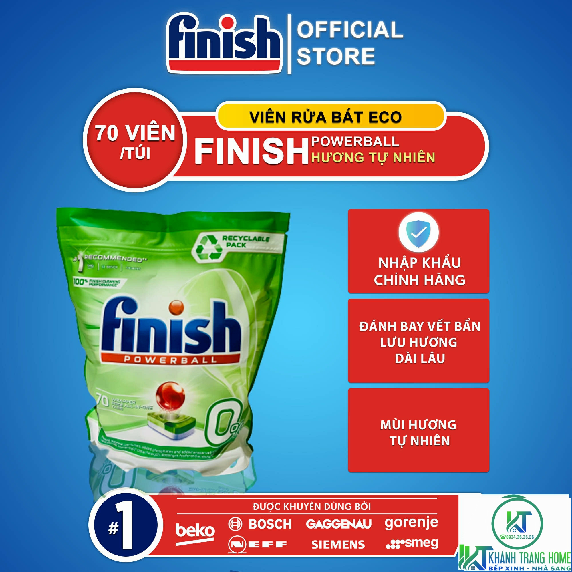 Viên rửa bát Eco Finish 0% 70 viên