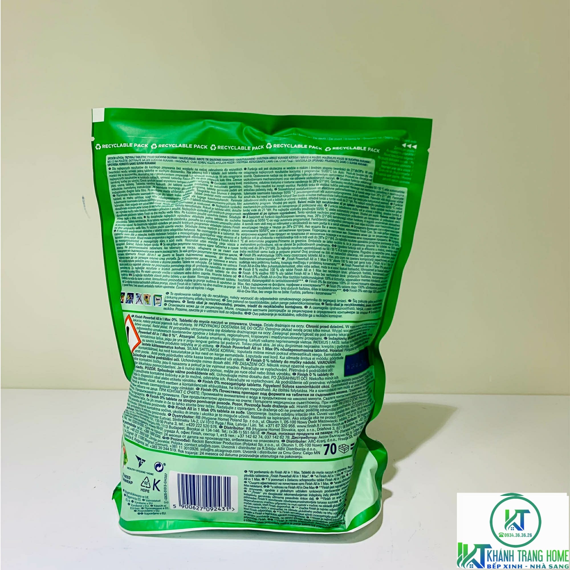 Viên rửa bát Eco Finish 0% 70 viên