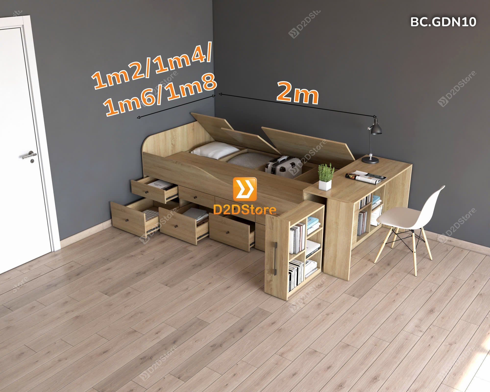  Giường đa năng kết hợp ngăn kéo và bàn học mã BC.GDN10 