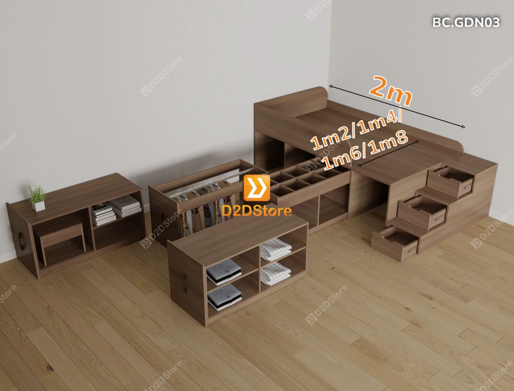 Giường đa năng thông minh nhiều kích thước mã BC.GDN03 - Ảnh 1