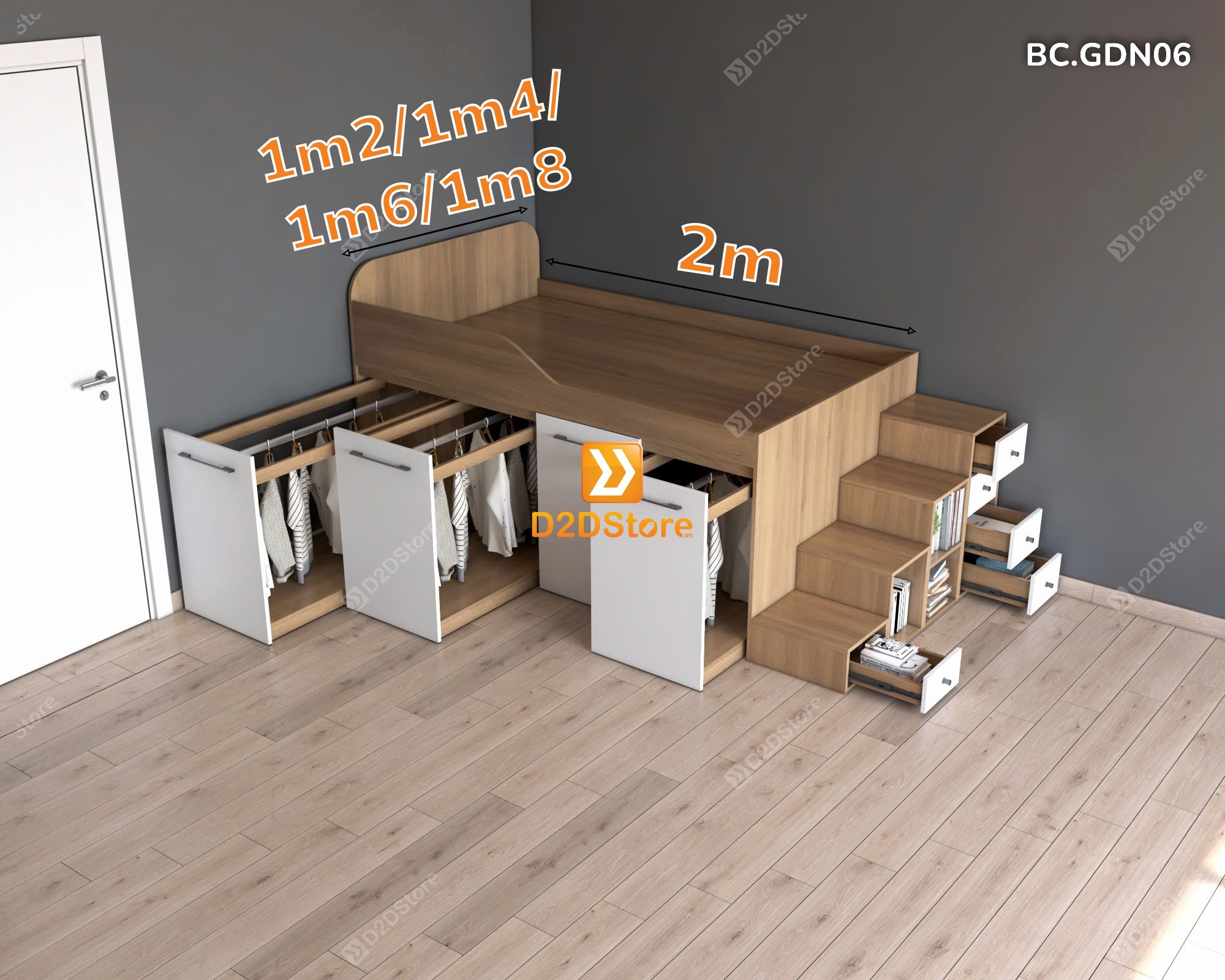  Giường thông minh kết hợp tủ kéo mã BC.GDN06 