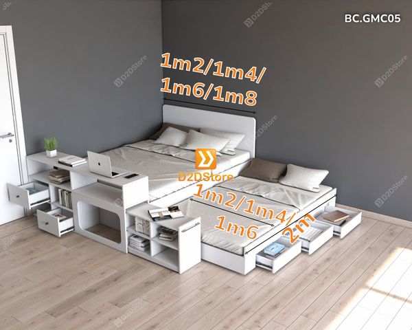 Giường kéo 2 tầng thông minh nhiều kích thước mã BC.GMC05