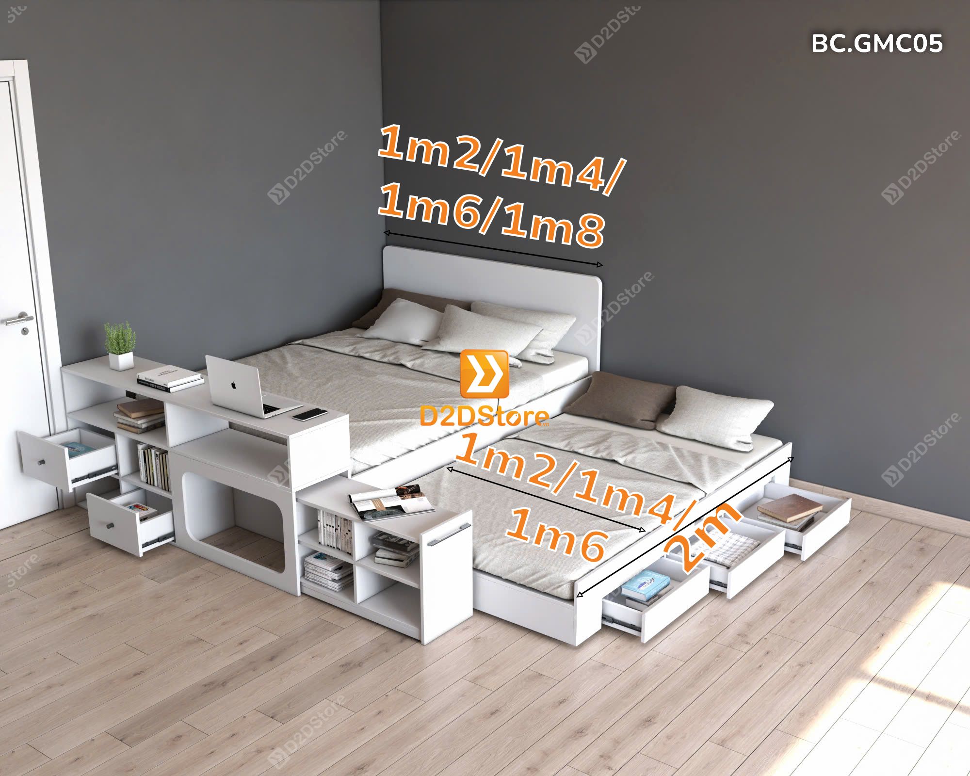  Giường kéo 2 tầng thông minh nhiều kích thước mã BC.GMC05 