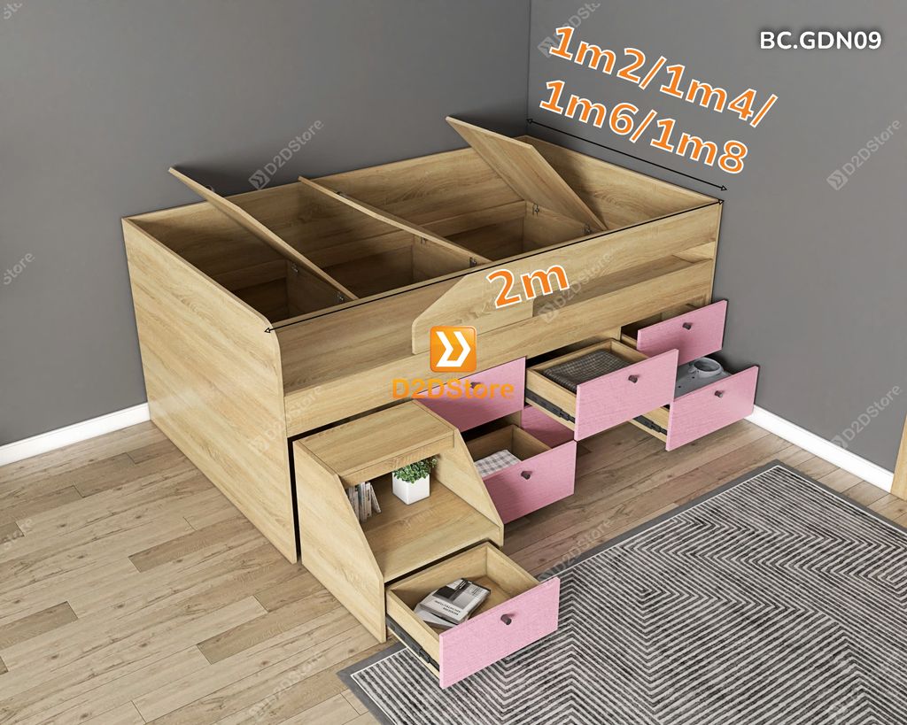 Giường đa năng nhiều ngăn hộc kéo mã BC.GDN09