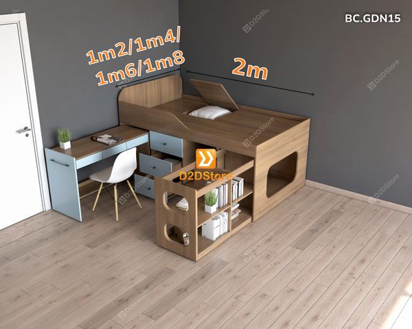 Giường đa năng kết hợp bàn học và tủ kéo mã BC.GDN15