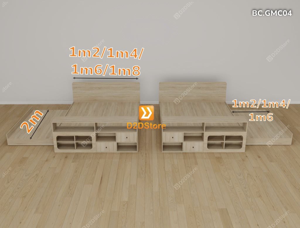 Giường kéo 2 tầng thông minh nhiều kích thước mã BC.GMC04