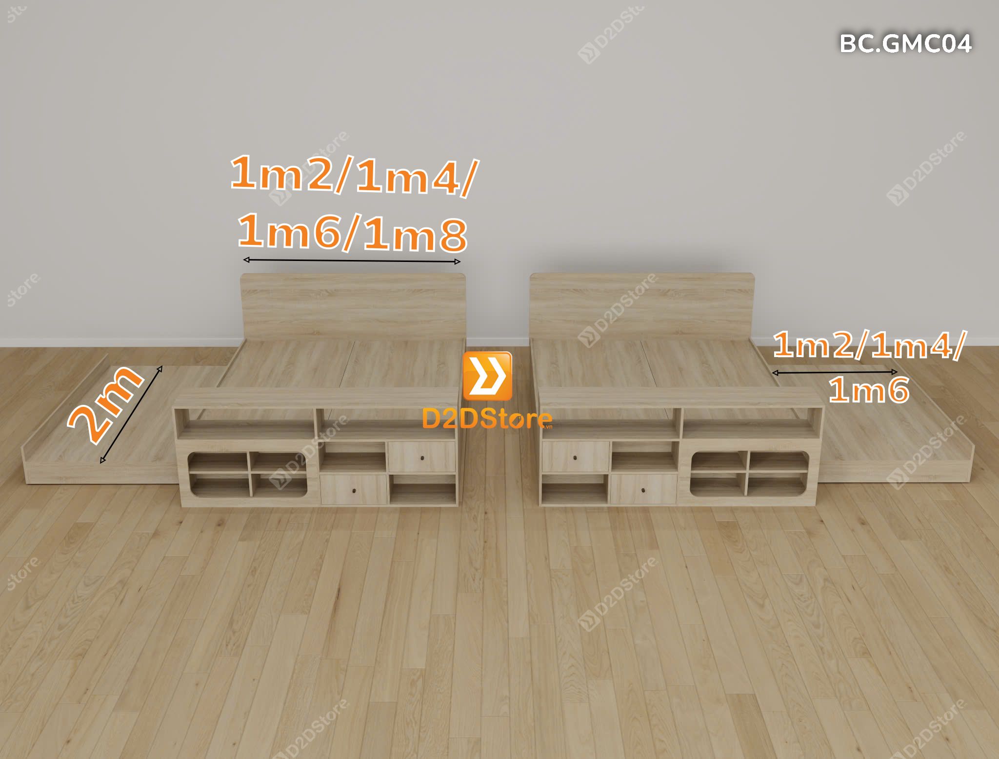  Giường kéo 2 tầng thông minh nhiều kích thước mã BC.GMC04 
