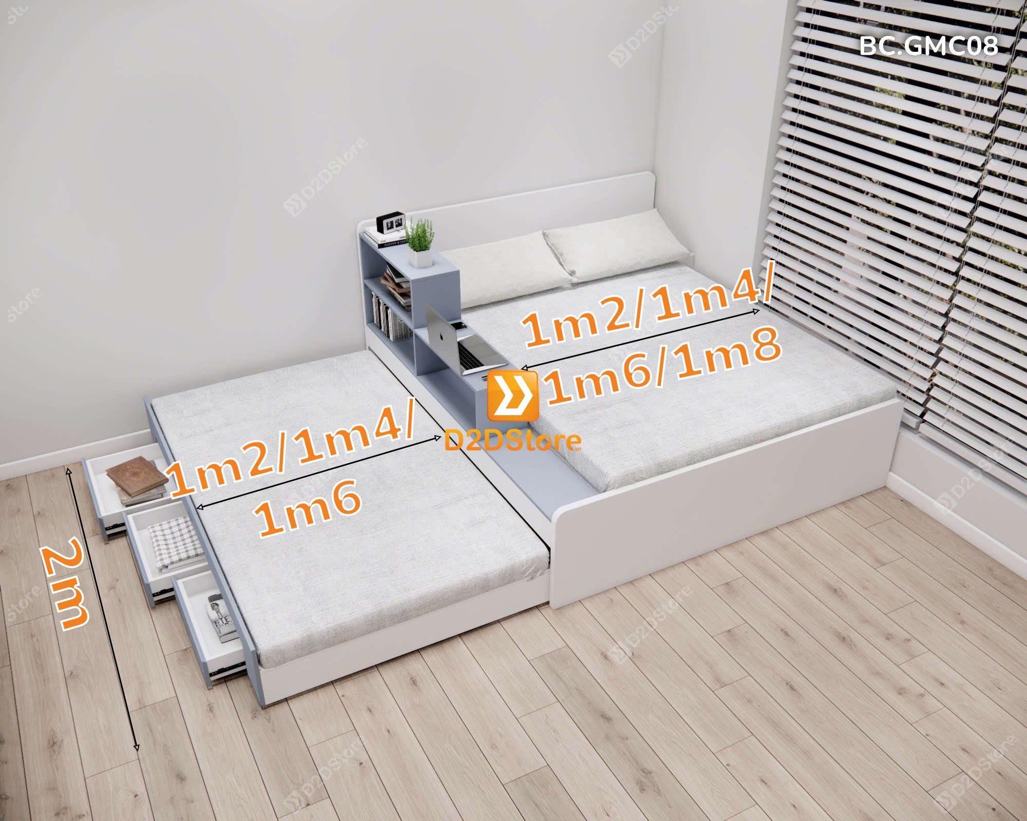  Giường kéo 2 tầng thông minh nhiều kích thước mã BC.GMC08 