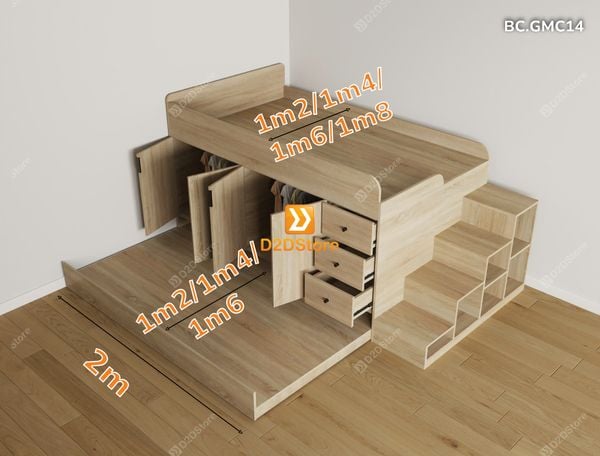 Giường kéo 2 tầng thông minh nhiều kích thước mã BC.GMC14