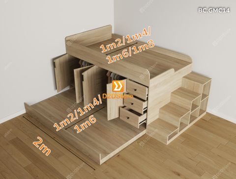 Giường kéo 2 tầng thông minh nhiều kích thước mã BC.GMC14