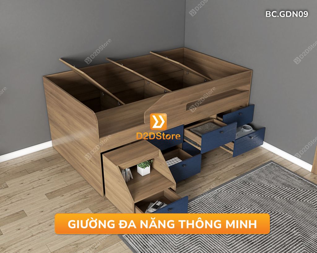 Giường đa năng nhiều ngăn hộc kéo mã BC.GDN09