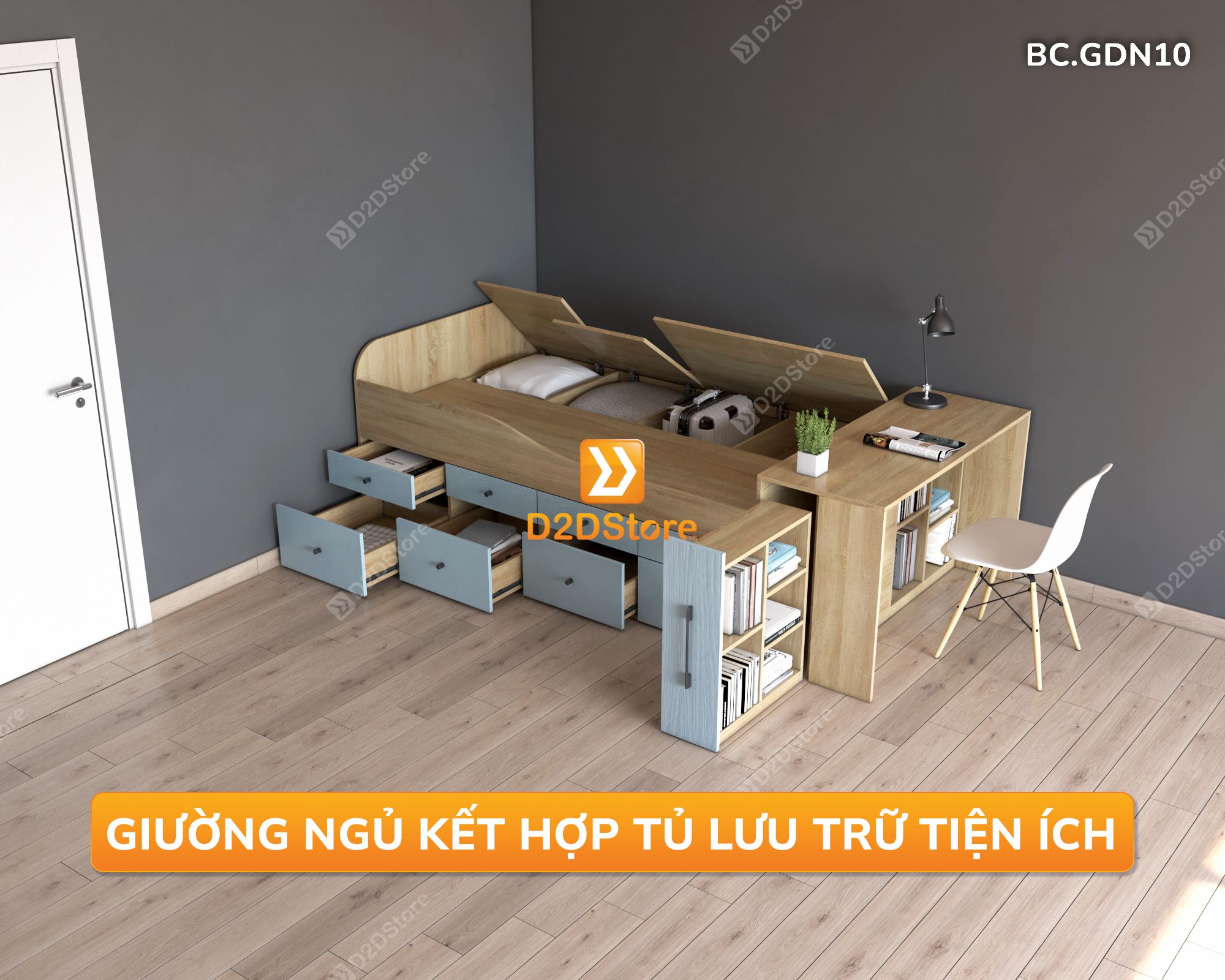  Giường đa năng kết hợp ngăn kéo và bàn học mã BC.GDN10 