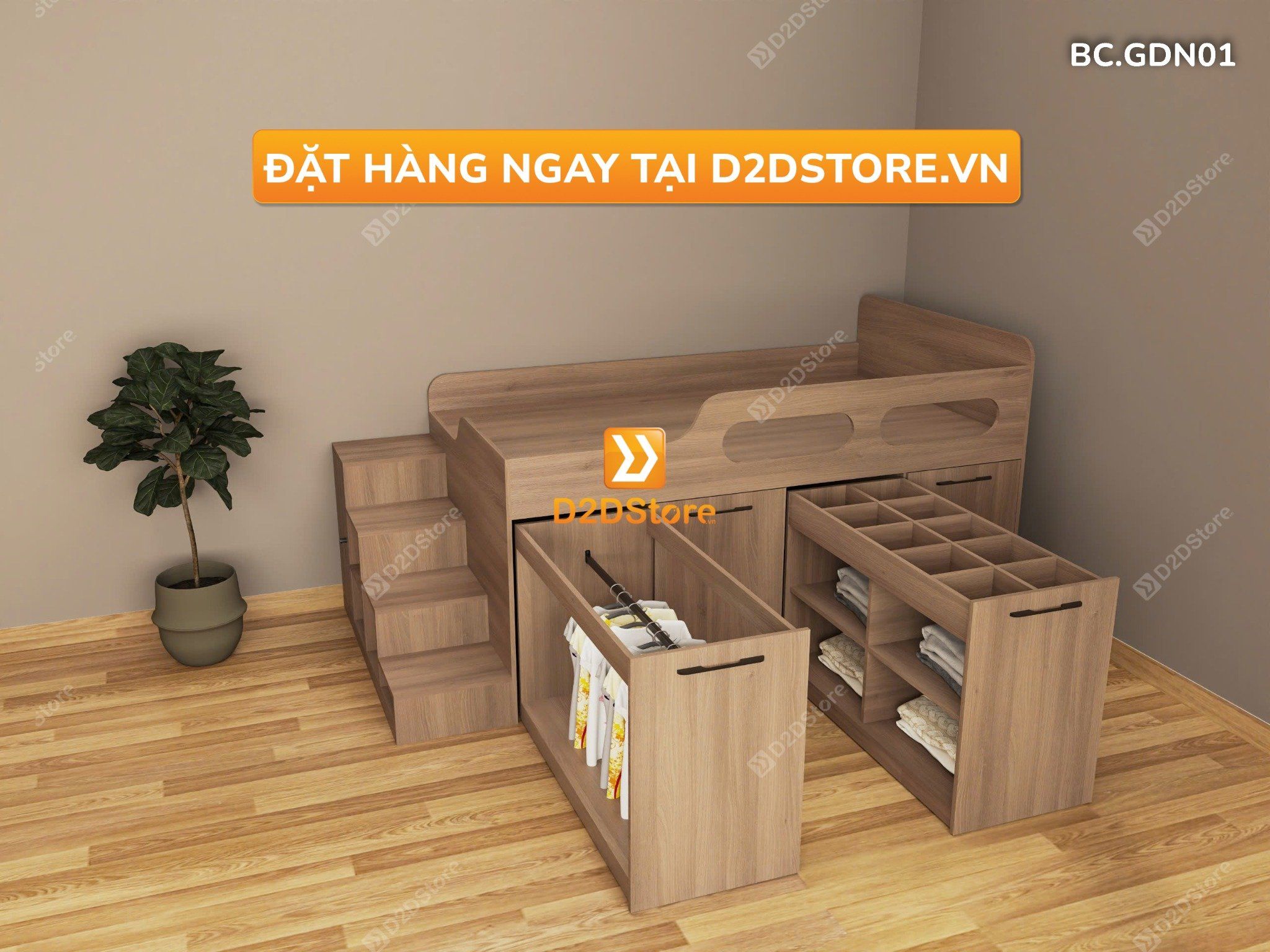  Giường đa năng kết hợp tủ kéo và bàn học mã BC.GDN01 