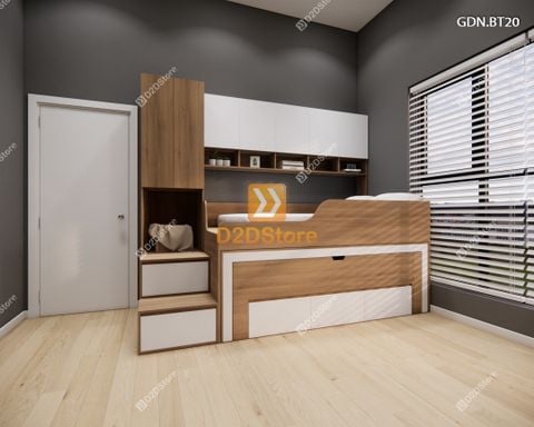 Giường ngủ kết hợp bàn học tủ áo GDN.BT20
