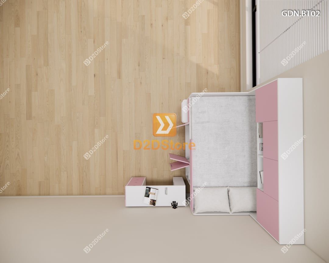  Giường ngủ kết hợp bàn học tủ áo GDN.BT02 
