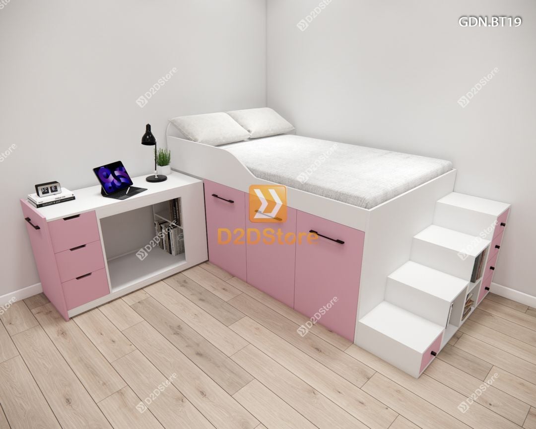  Giường ngủ kết hợp bàn học tủ áo GDN.BT19 
