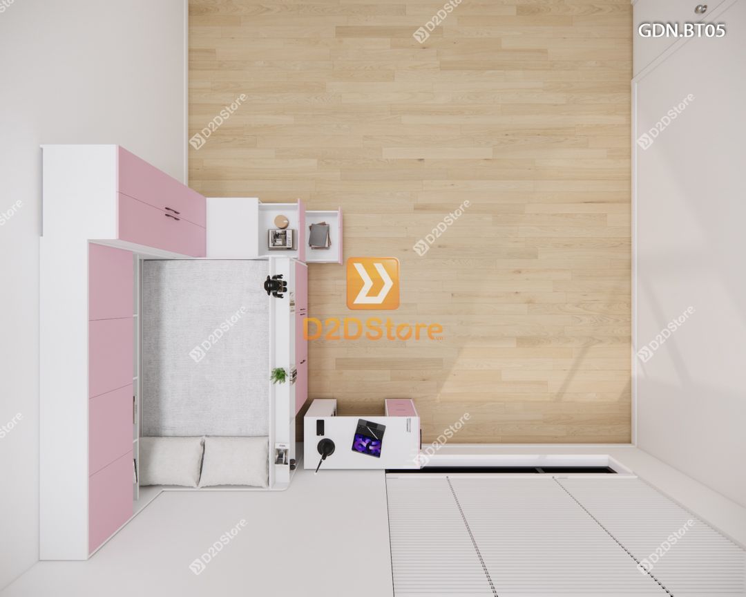  Giường ngủ kết hợp bàn học tủ áo GDN.BT05 