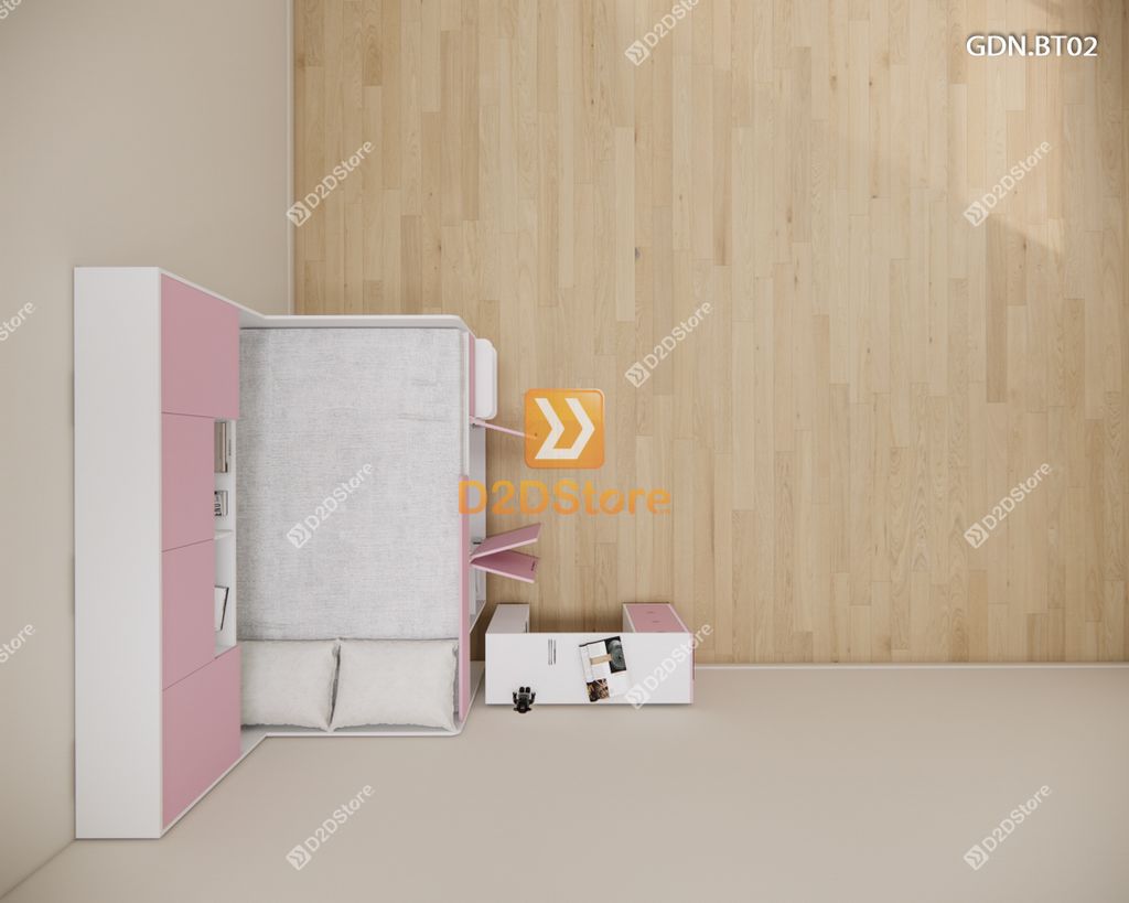 Giường ngủ kết hợp bàn học tủ áo GDN.BT02